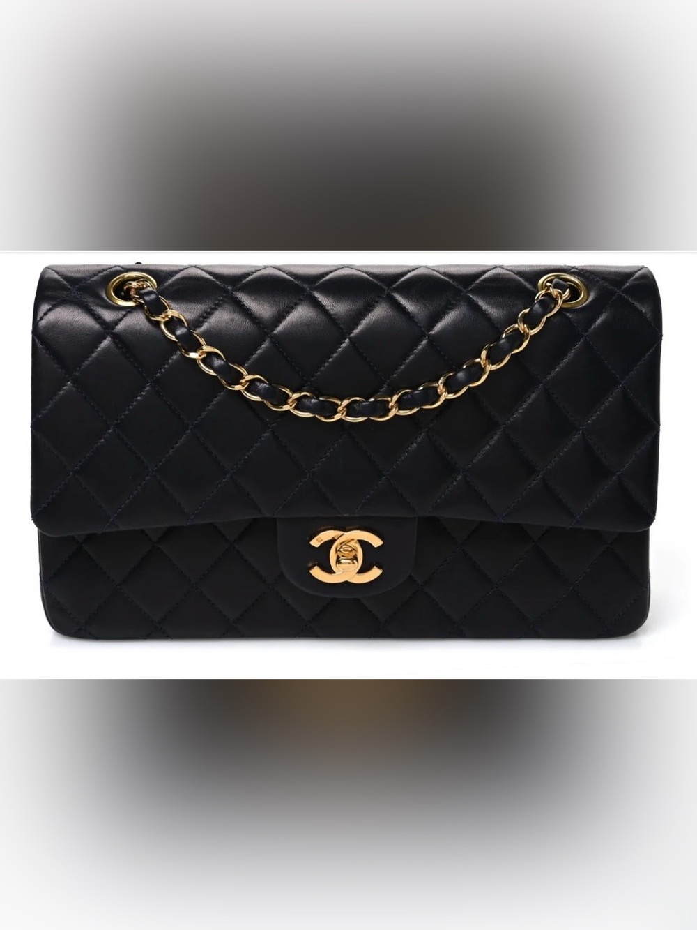 🖤 CHANEL Black Quilted Lambskin Shoulder Bag with Gold Hardware